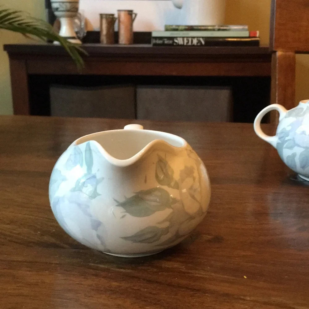 2 Crate & Barrel Creamer & Sugar Bowl Camden Gardens by Kathleen Wills England